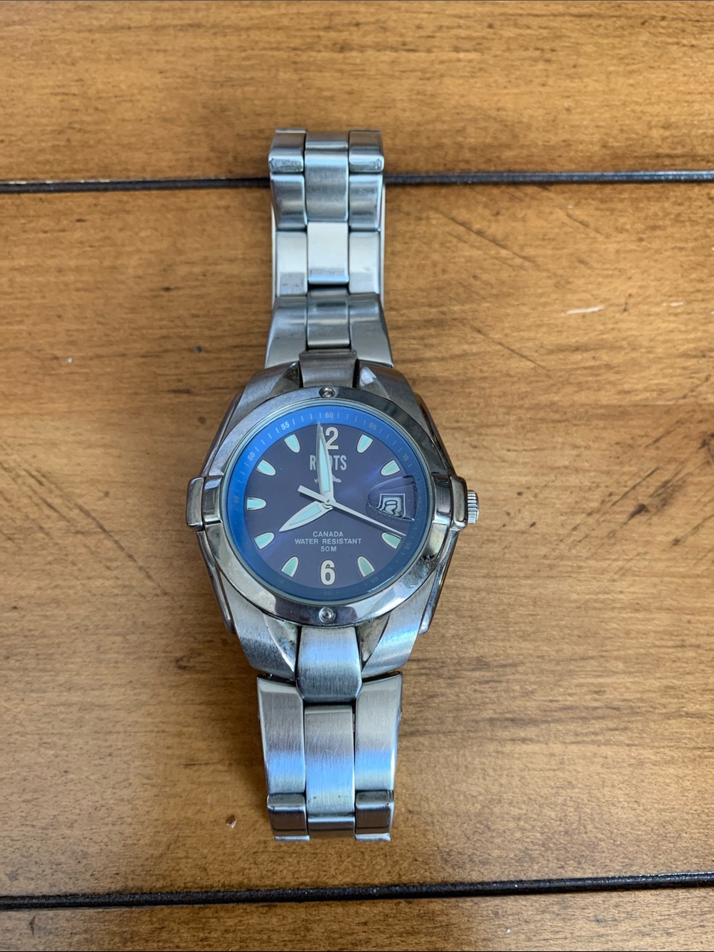ROOTS Silver-Tone Men's Bracelet Watch